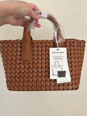 Urban Expressions Woven Tote Bag in Cognac Brown